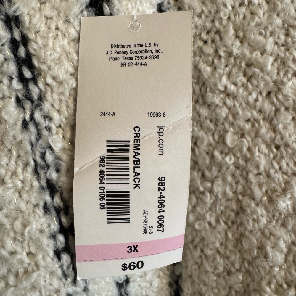 A.N.A A  Black / Cream Striped Open Front Long Sweater vest Cardigan NWT - Picture 6 of 7